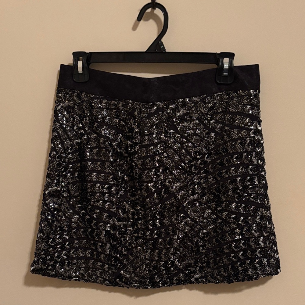 Zara Black and Silver Mini Skirt